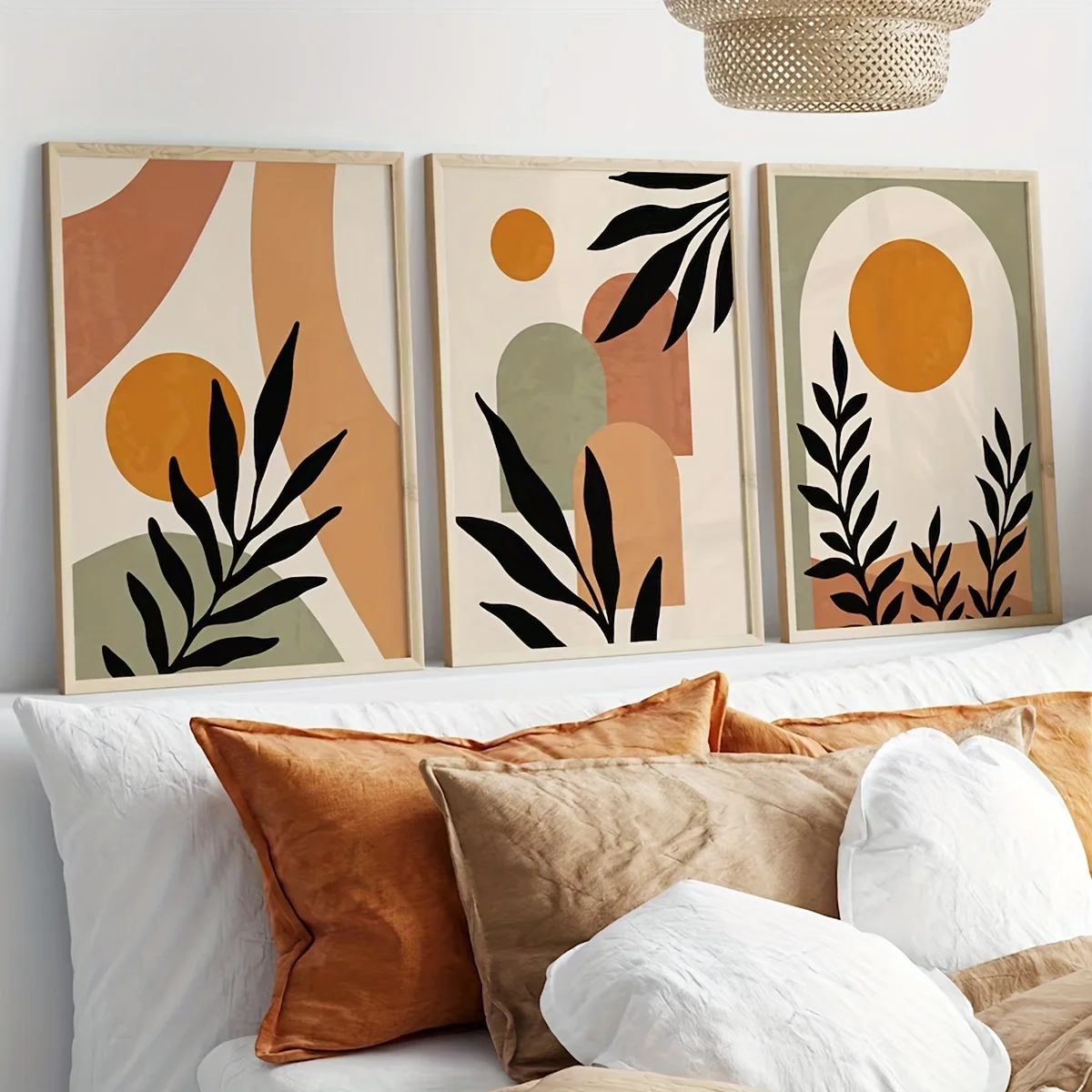 3pcs Unframed Canvas Poster, Modern Art, Boho Abstract Geometric Wall Art, Ideal Gift For Bedroom Living Room Corridor, Wall Art