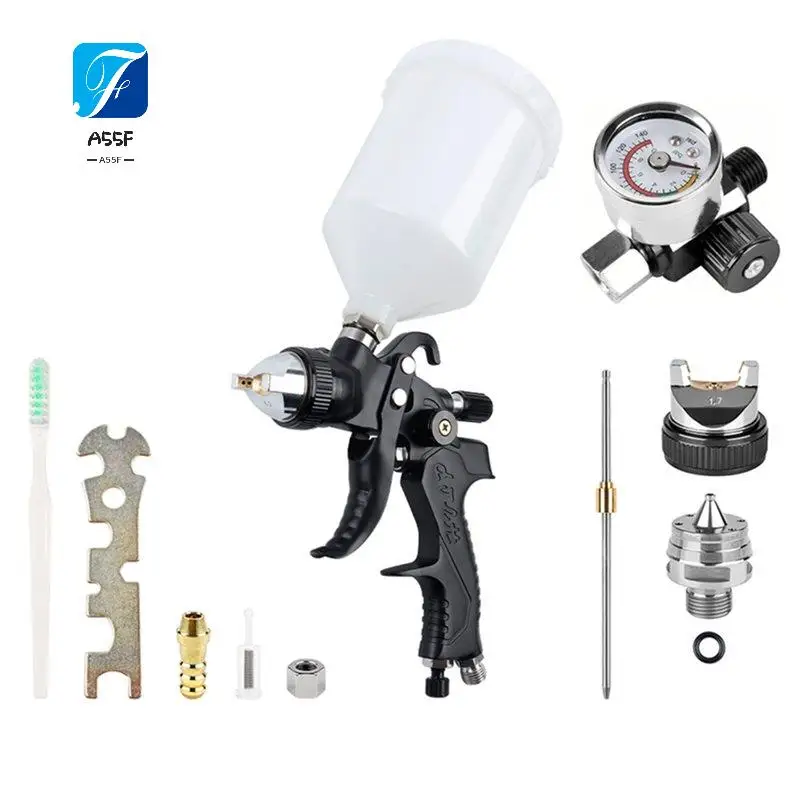 A55F-1.4/1.7Mm Caliber Paint Spray Gun Household Pneumatic Spray Gun 600Ml Atomization HVLP Spray Gun Cordless Pneumatic Tool