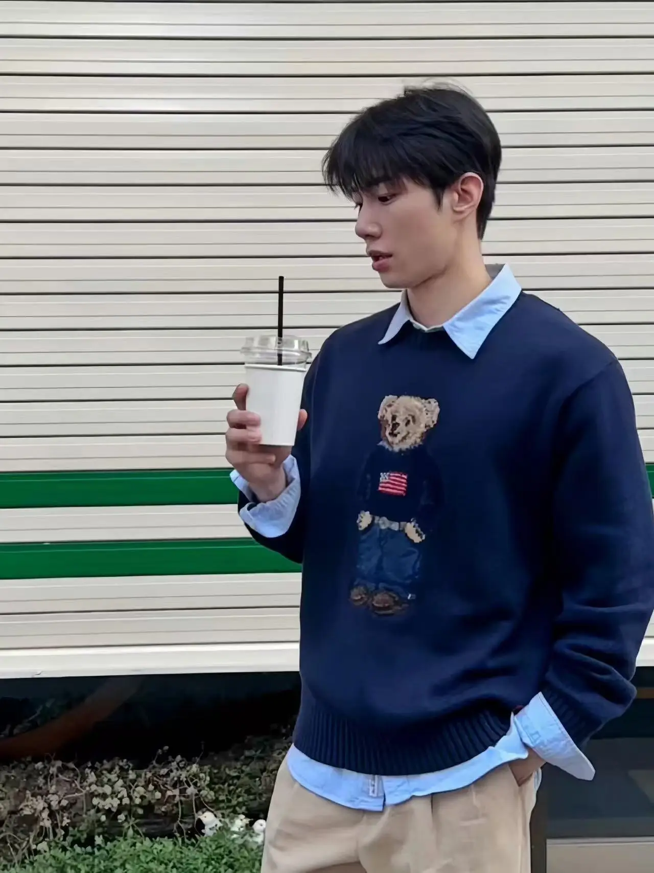 

Embroidered Bear Men's Knitted Sweater 2025 Autumn/Winter New Collection Rl Top Luxury Designer High Quality Cotton Pullover