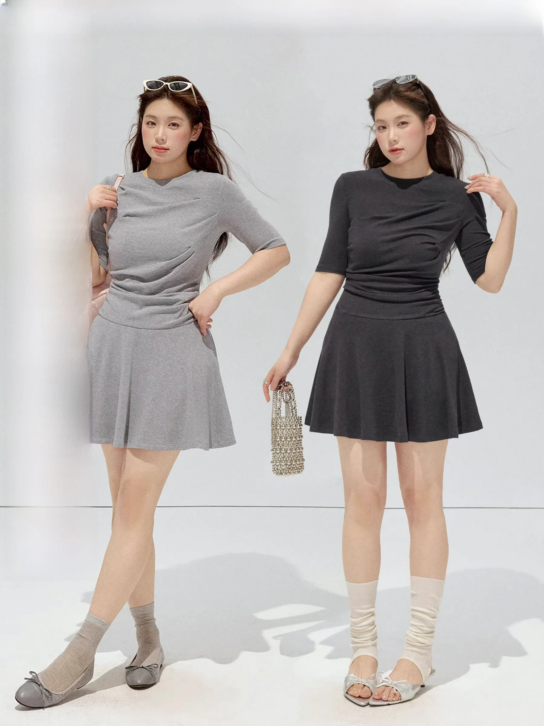 

Simple Style plus Size Dress with Waist Cinching mid Sleeve Short Skirt for Plump Women by Jululook Spring Collection