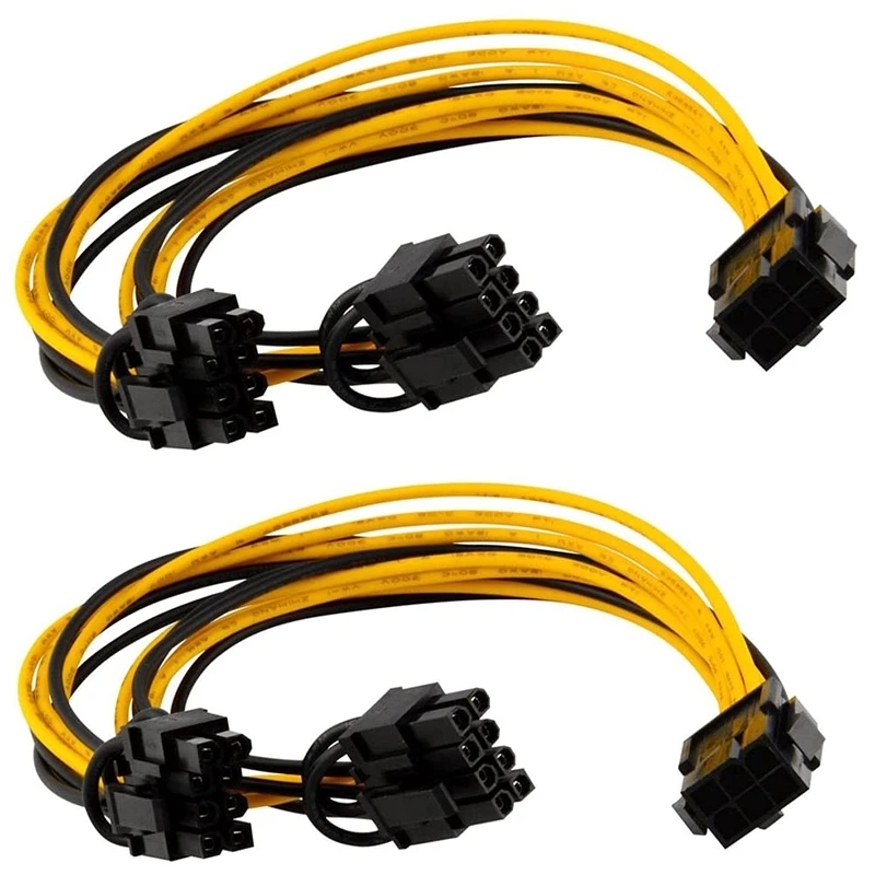 Top-6 Pin To 2 X Pcie 8 (6+2) Pin Graphics Card PCI-E Express VGA Splitter Power Extension Cable(2 Pack)