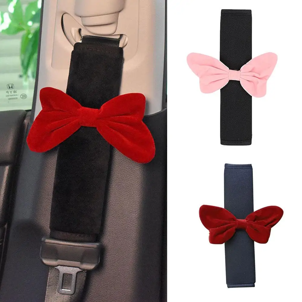 Car Seat Belt Cover Portable Car Interior Trim Supplies Seat Belt Girl Utility Car Cute Shoulder Cover Pad Bow Cover X1T4