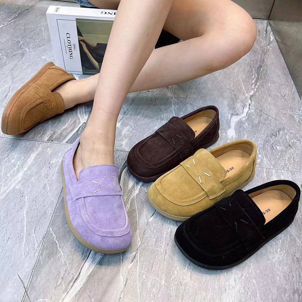 Fashion Women Mullers Summer Leather Women Flat Shoes Plus Size Casual Women Loafers Slio On Women Shoes 2024 New Style