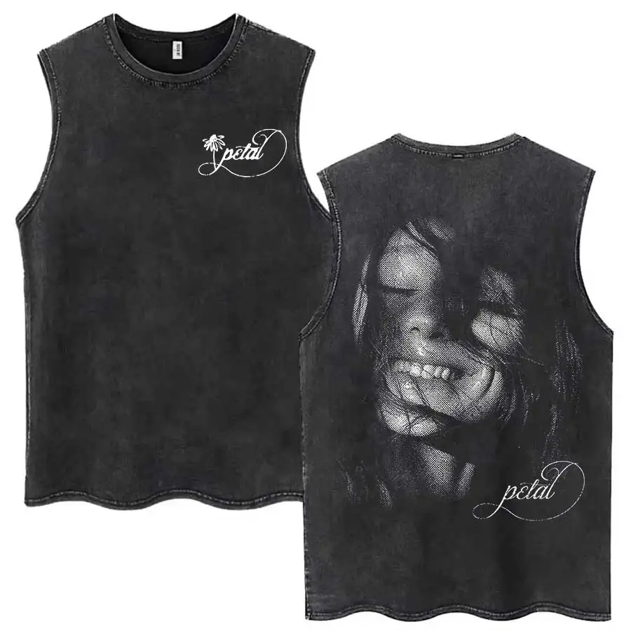 Ariana Grande Petal Washed Tank Tops Gothic Vintage Men Oversized Sleeveless T Shirt 100% Cotton AG5