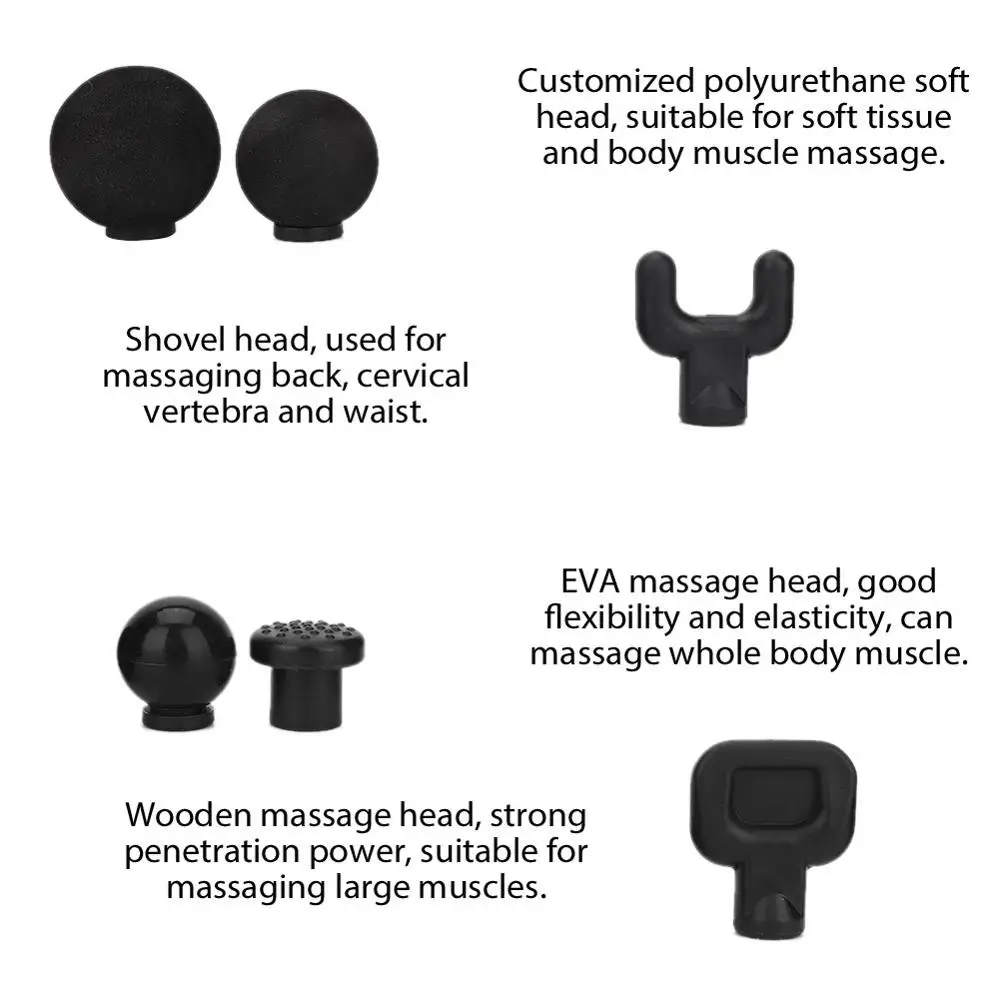 3 Types 6-In-1 Fascia Gun Massager head Set Relax Body Relief Pain Fatigue Soothing Meridian EVA Body Massage Head Household New