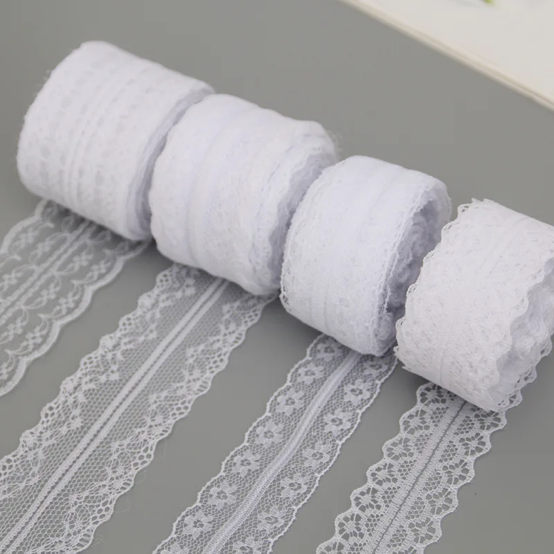 10 mt/los Weißes, nicht dehnbares Spitzenband, bestickter Netzbesatzstoff für DIY-Handwerk, Geschenkverpackung, Nähzubehör, Party-Dekoration