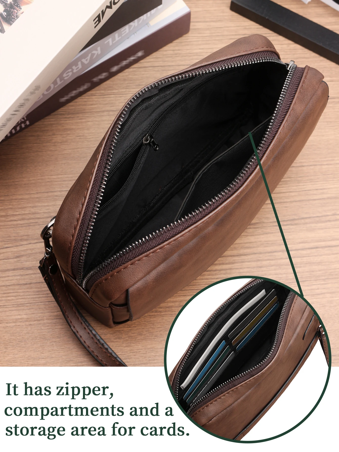Minimalist ische Retro Handtasche Mode Geschäft lässig tragbare große Kapazität multifunktion ale Armband Clutch Tasche Handy tasche – Detail 8