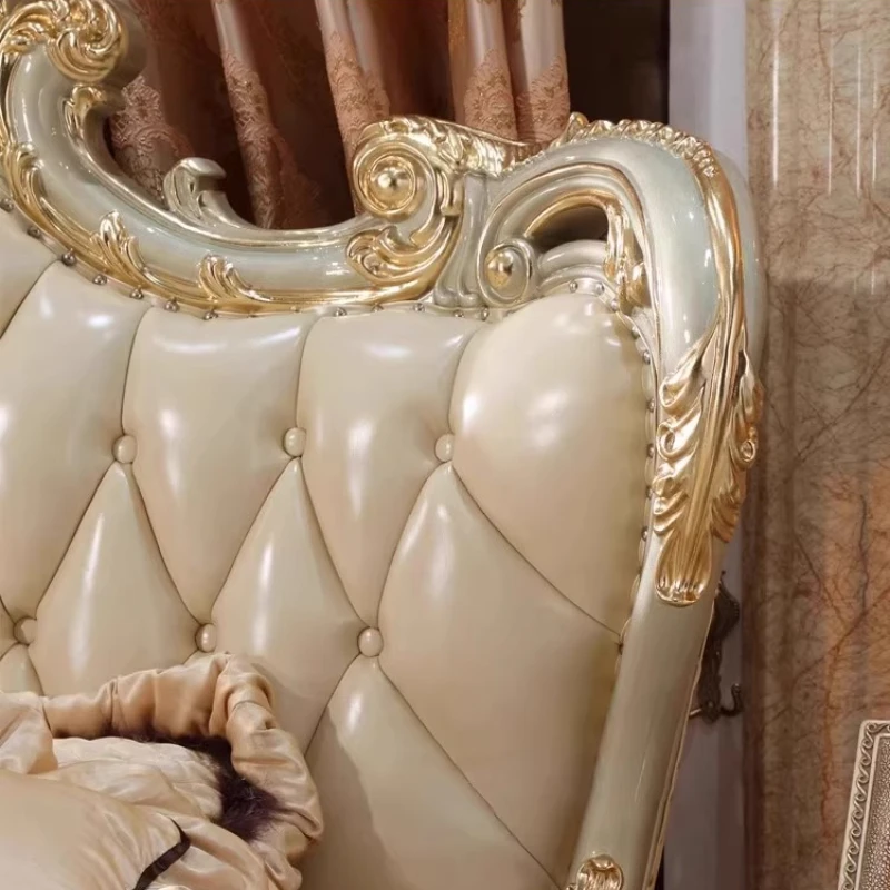 سرير مزدوج من الجلد الفاخر، تصميم مريح لغرفة النوم، سرير حديث دقيق، أثاث خشبي أنيق من Lettoomoniale