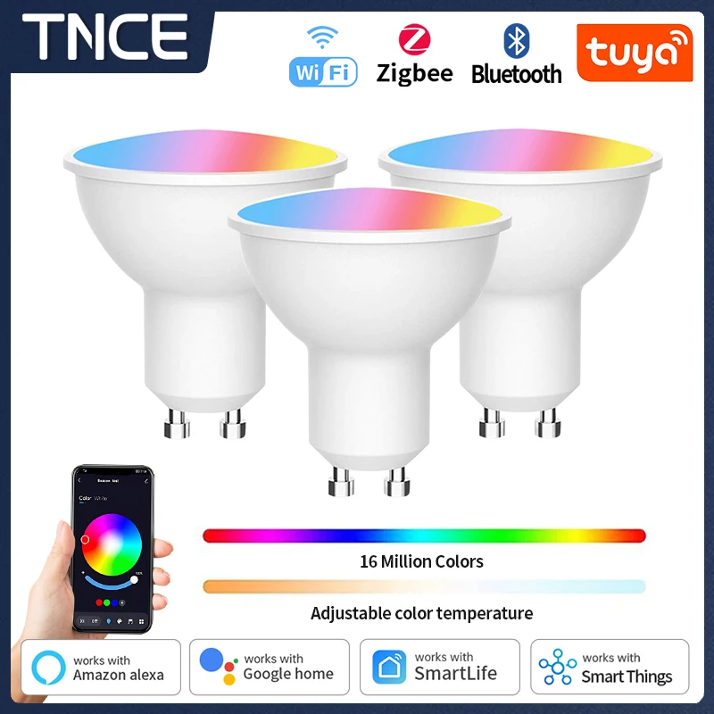 TNCE GU10 Zigbee/Bluetooth/Wifi Smart LED RGB C+W White Dimmable Lamps EWelink APP Control Spotlight Bulb Work With Alexa Google