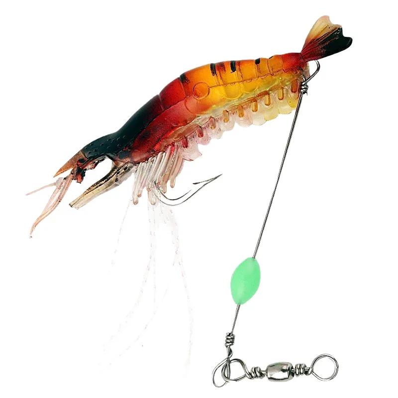 

9.5cm Glowing Bionic Shrimp Fishing Lure with Sharp Hooks for Bass Trout Freshwater Saltwater Fishing Tackle