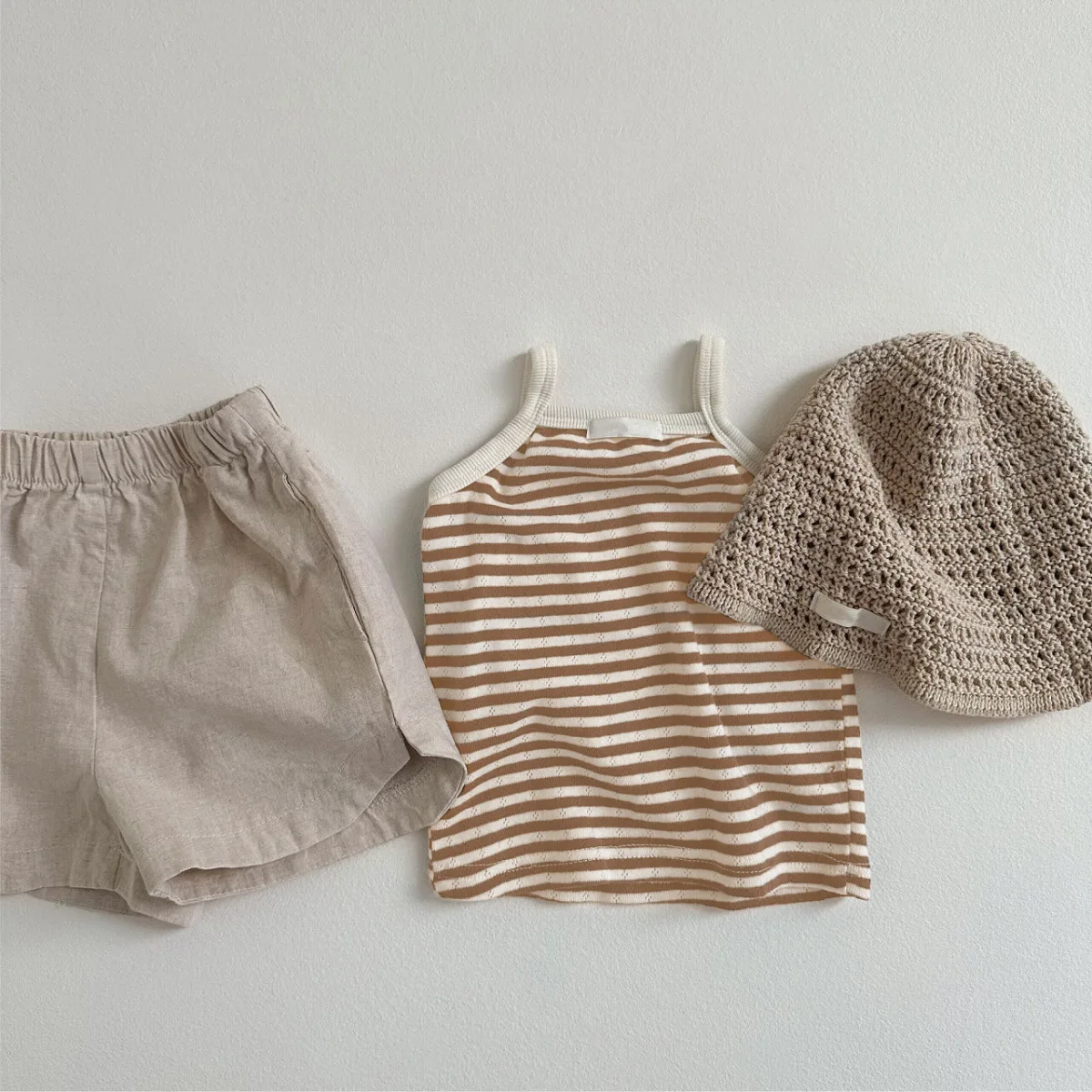 2025 Summer New Baby Sleeveless T Shirt Cotton Breathable Infant Girl Thin Hollow Out Sling Vest Fashion Striped Toddler Clothes