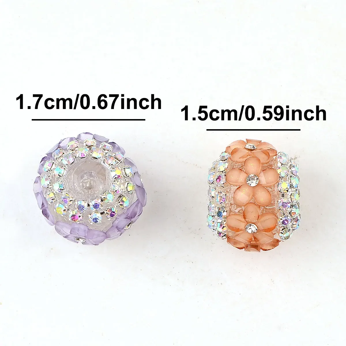 1.7x1.5cm 4pcs Random Color Mix Floral Inlay Flatback Acrylic Beads Diy Necklace Bracelet Jewelry Cute Gift Accessories