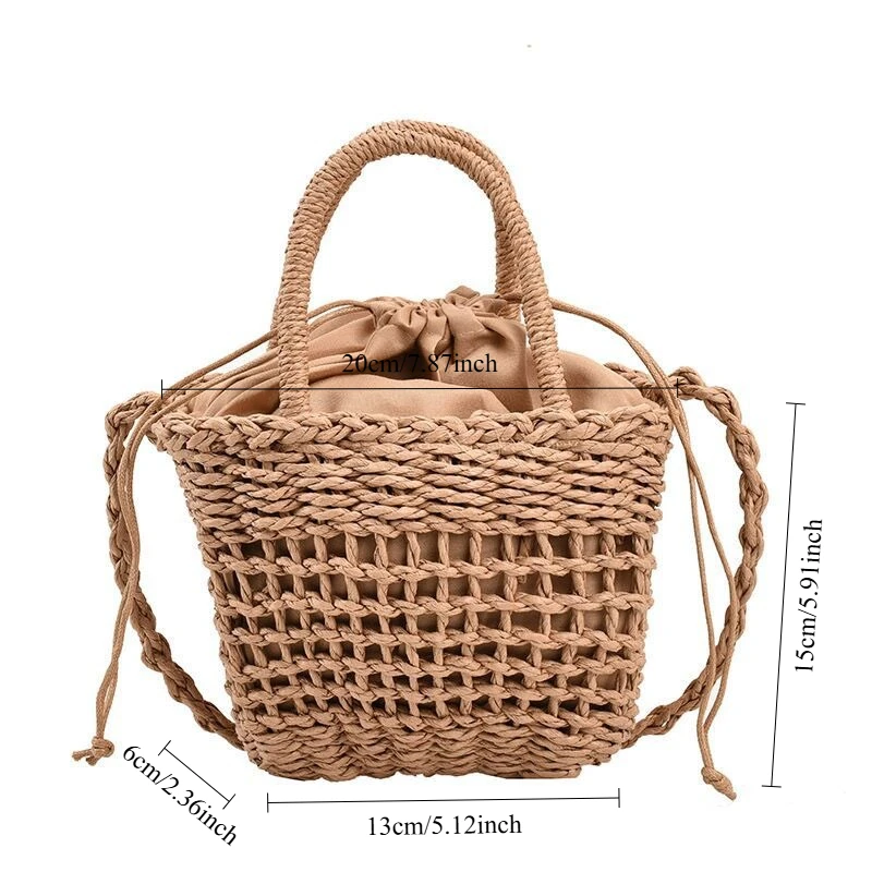 

Новая женская сумка-шоппер 2026 года: плетеная бумажная сумка через плечо с ажурным узором, маленькая квадратная сумка в богемном стиле для отпуска и пляжа