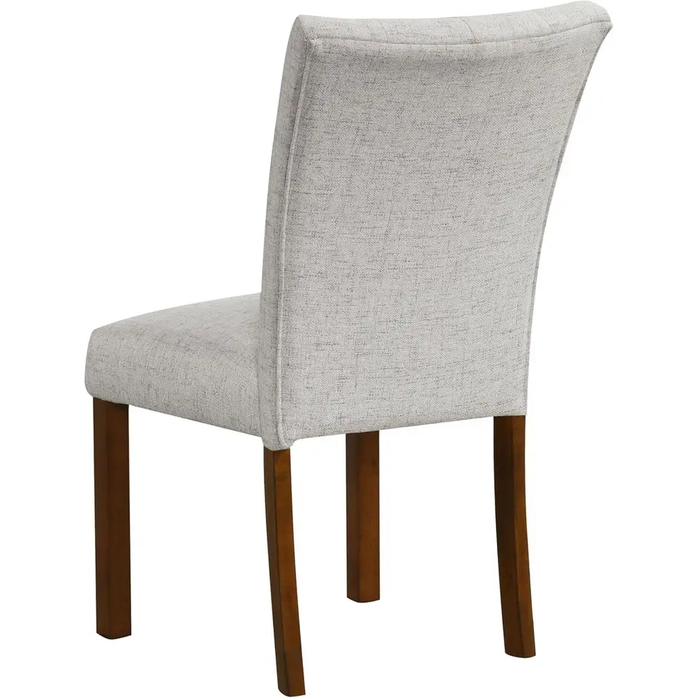 Button Tufted Fabric Dining Chairs - Neutral Textured Solid Woven (Set of 2)