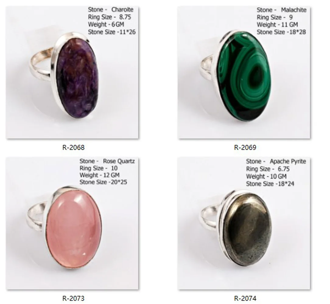 Bague en Malachite, Amazonite, Turquoise, Jaspe, Agate, Charoïte, Topaze Bleue, Labradorite, Pierre de Lune, Fluorite, Pyrite authentiques – Tailles 8 et plus