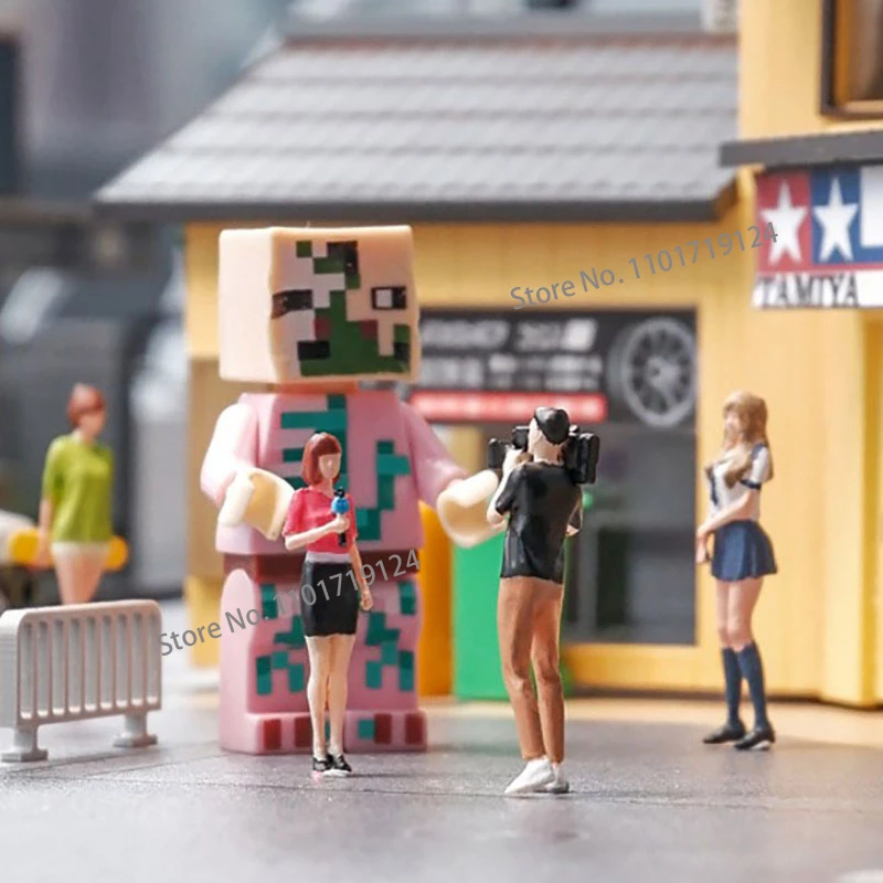 Miniatures 1/64 Diorama Journalists Cameraman TV Outdoor Host Figure Display Figurine City Street View Scene Prop Model