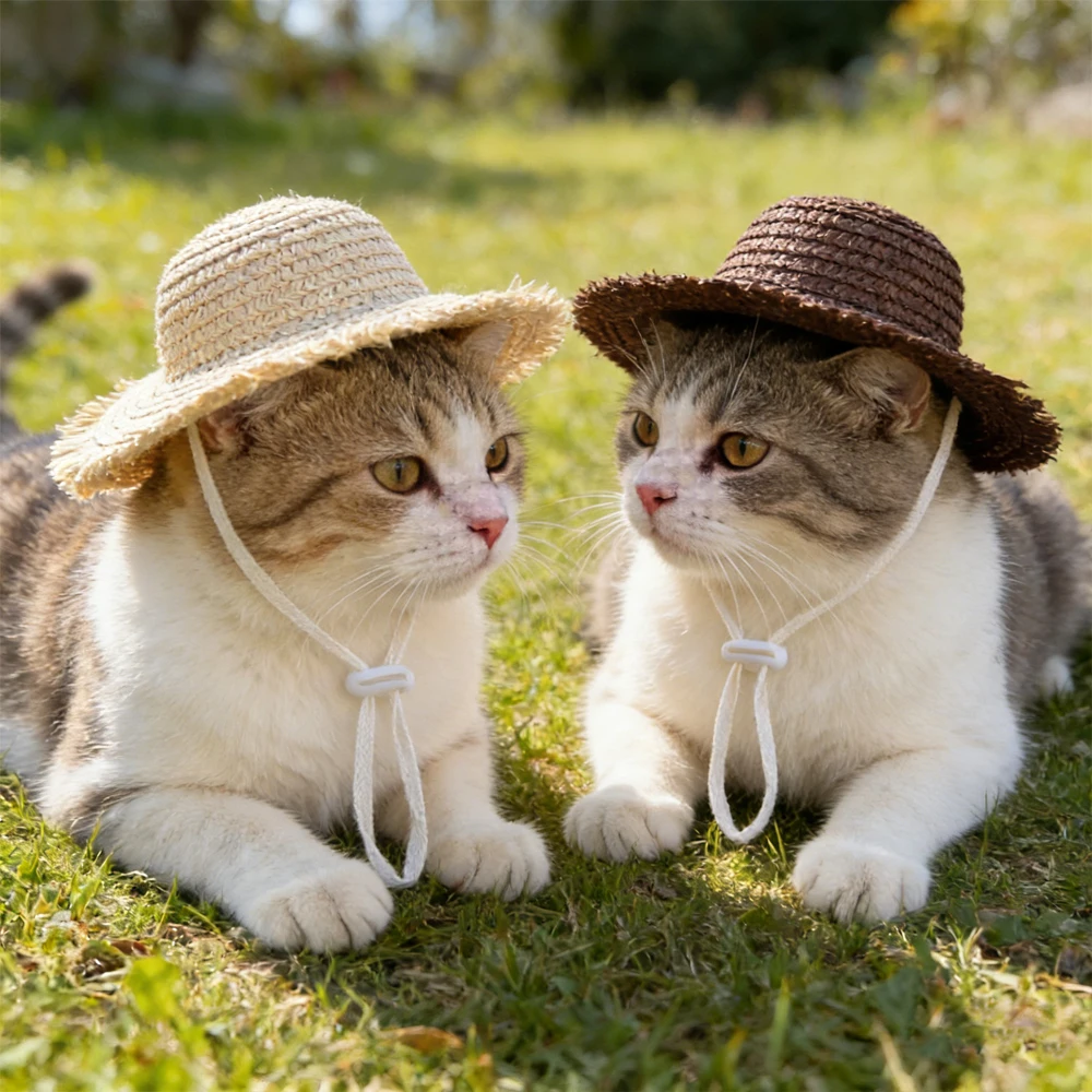 Sombrero para gatos y perros con borla correa ajustable playa