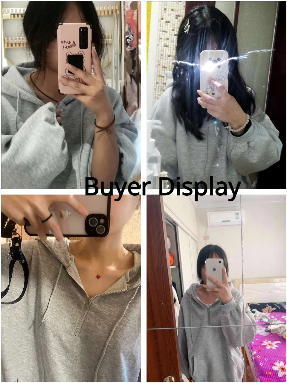 Women Hoodie Loose Oversized Solid Color Half Zip Up Hoodie Sweatshirt Harajuku Female Casual Long Sleeve Pocket Hooded Pullover