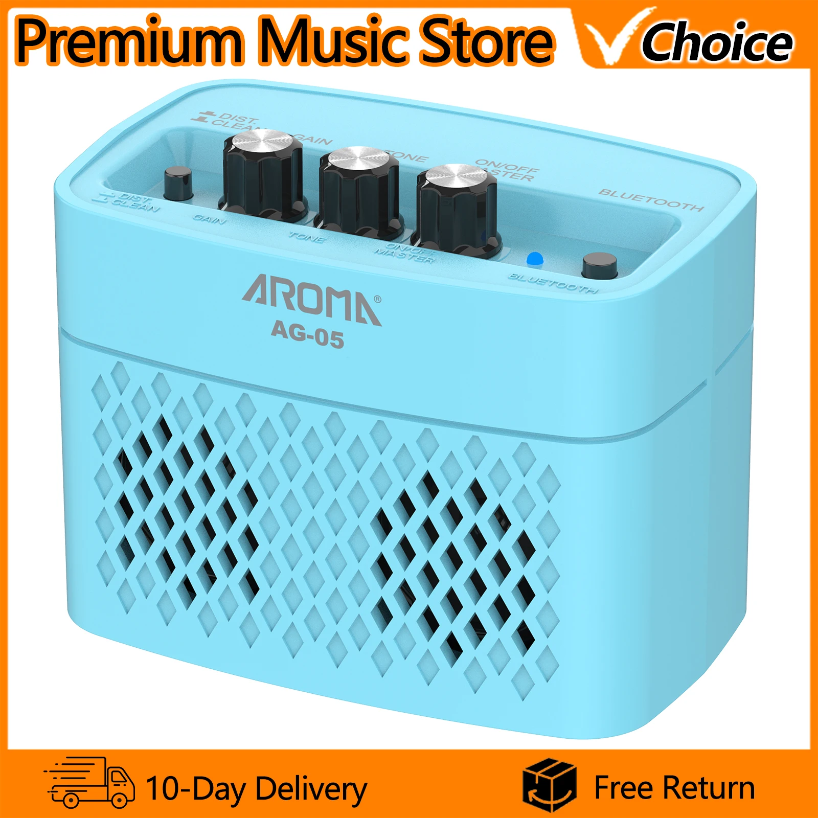 

Электрогитарный усилитель AROMA AG-05, мини-портативный, 5 Вт, Bluetooth, цветной динамик, Type-C, перезаряжаемый, мини-динамик для электрогитары