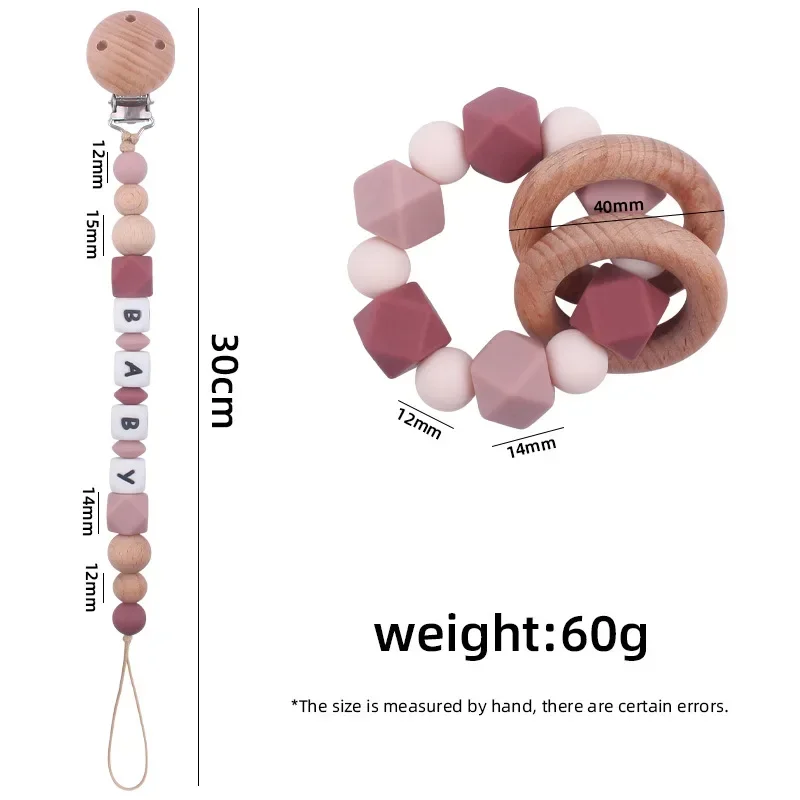2ps Custom Baby Pacifier Clip Personalized Name Silicone Letter Dummy Holder Nipples Chains Infant Feeding Bracelet Teething Toy view 5