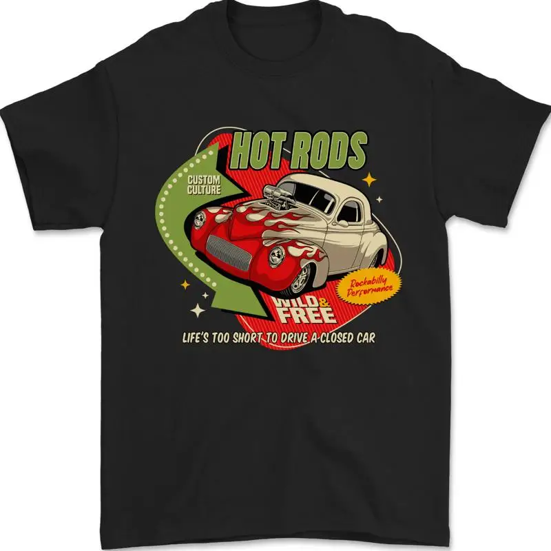 

Мужская футболка Hot Rods Wild And Free American Classic Cars, 100, хлопок