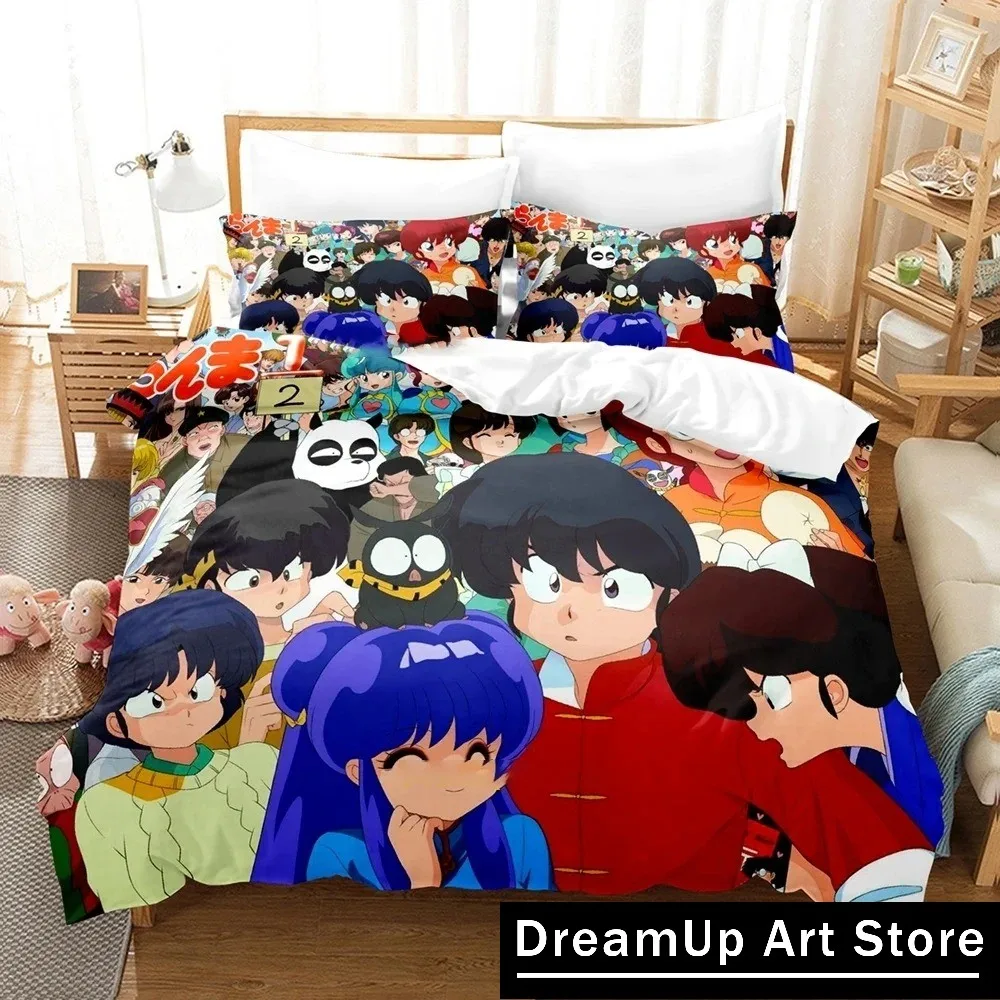 3D Print Anime Ranma 12 Bedding Set Cute Quilt Cover Bed Cover With Pillowcase Twin Single Queen King Size Boys Adult Home