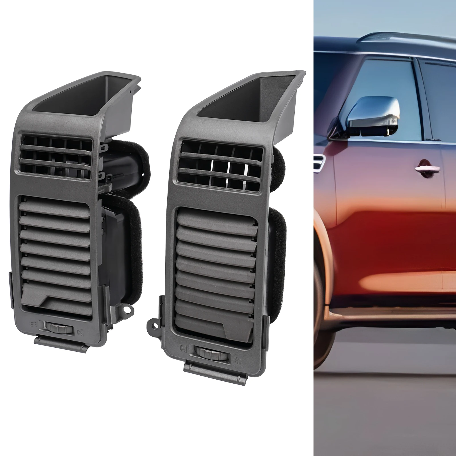 

Gray Pair A/C Dash Air Vent Cover Trim for 2004-2006 Nissan Armada Titan, ABS, Direct Replacement , Front Left/Right Fit