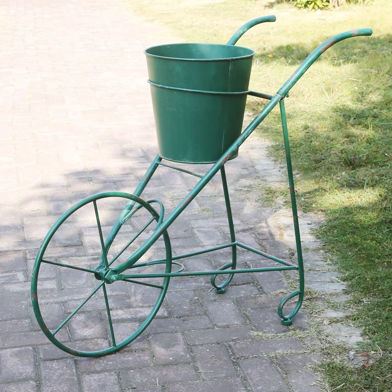 

Foreign order old cart flower pot wrought iron unicycle grocery garden balcony flower utensil American country field