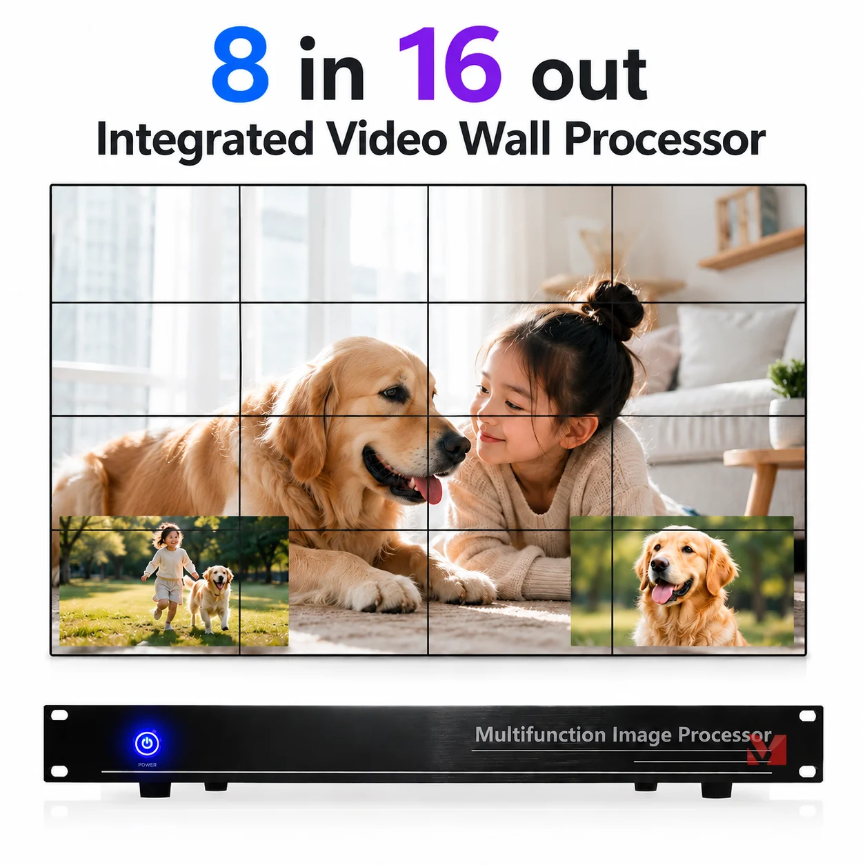8x16 HDMI Video Wall Processor FPGA 8 Input 16 Output Video Wall Controller Multi Window Display Processor PIP Layer Overlay