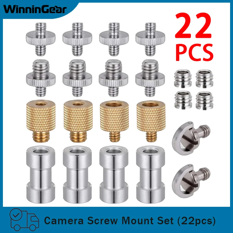 22pcs Camera Screw Mount Set 1/4 Inch and 3/8 Inch Converter Threaded Screws Adapter DSLR Camera/Tripod/Monopod/Ballhead/Flash L