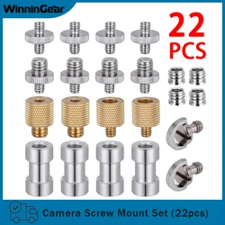 22pcs Camera Screw Mount Set 1/4 Inch and 3/8 Inch Converter Threaded Screws Adapter DSLR Camera/Tripod/Monopod/Ballhead/Flash L