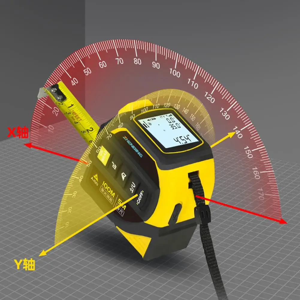 4-in-1 Laser Tape Measure 40/60/80/100m High Precision Digital Rangefinder With High Elasticity Steel Tape Portable Tool