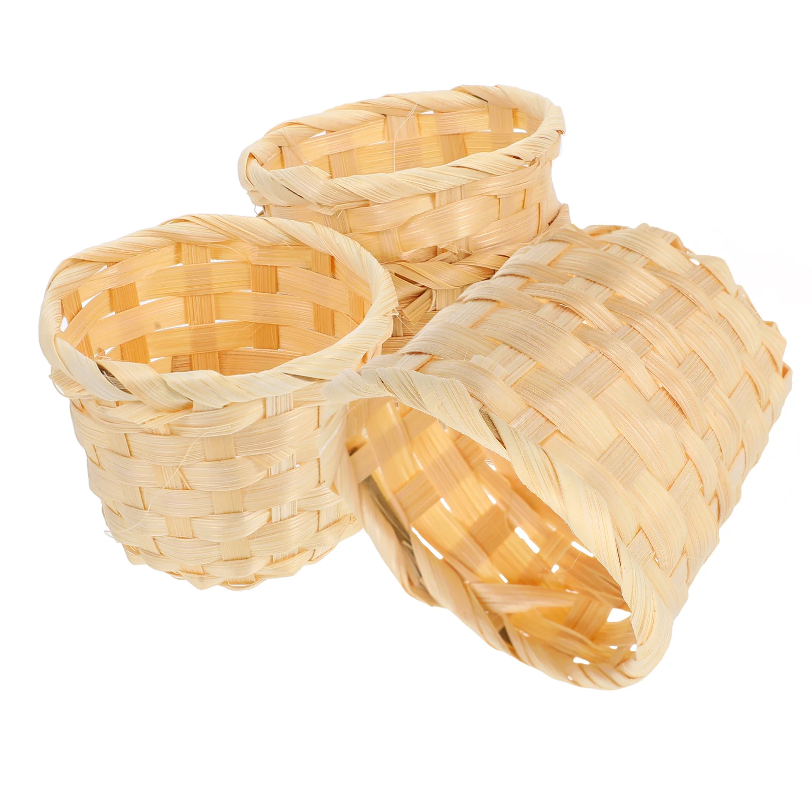 

4 Pcs to Weave Woven Basket Storage Baby Mini Baskets Miniature Flower Wood Desktop Sundries Organizer
