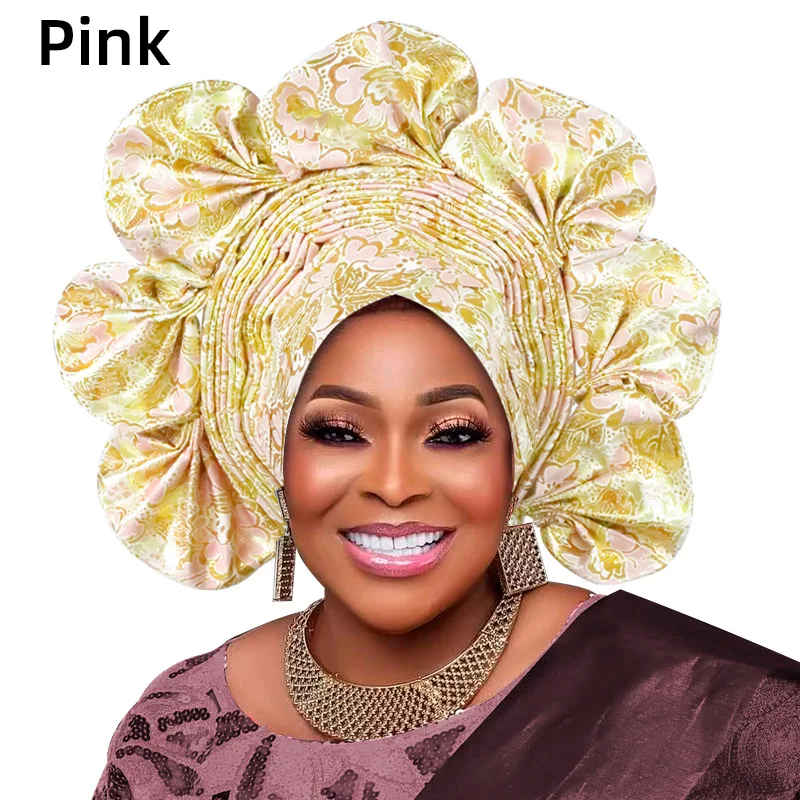 African Auto Gele Wedding Party Headtie for Women Nigerian Evening Turban Caps Muslim Head Wrap Bonnet Hat Hijab Already Made