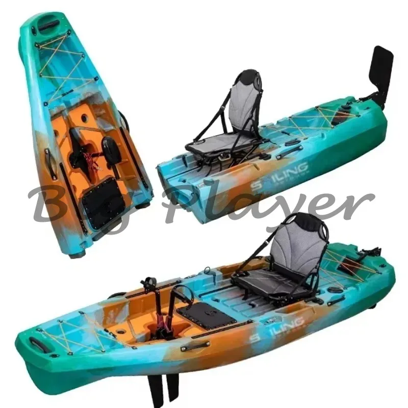 

2 Sectional Modular Kayak 9.5ft Folding Plastic Boats Fishing, with Propeller Pedal Drive and Chair Canoe 290cm for 1 Person