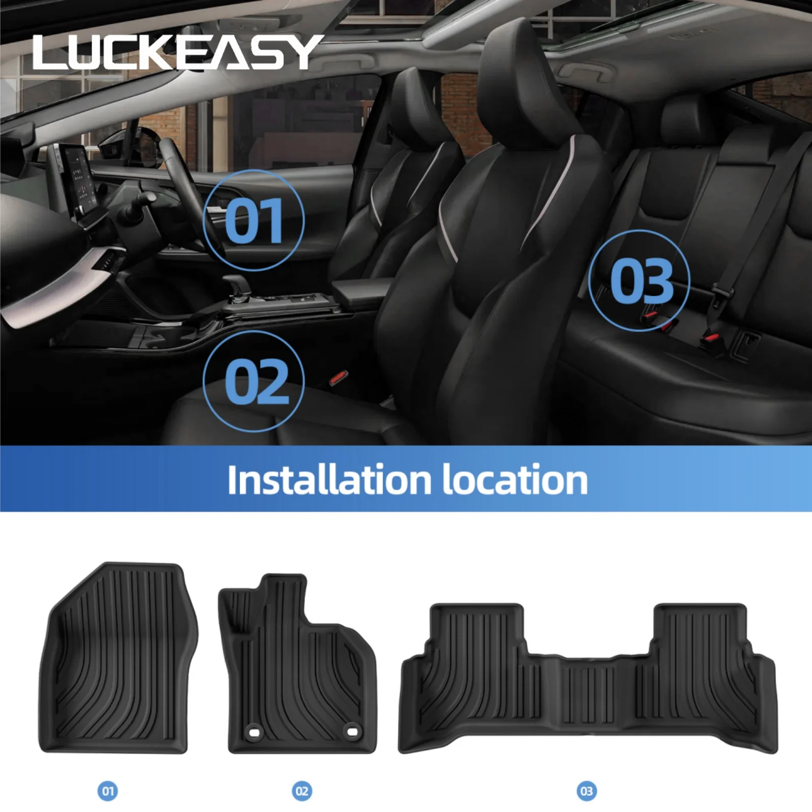 LUCKEASY для Toyota Prius 5-го поколения XW60, серия 60, 2023-2026 (не подходит для версии Prime) — автомобильные коврики, коврик в багажник, 3D-коврики из TPE, аксессуары
