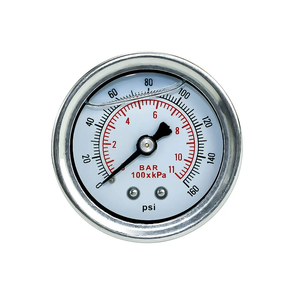 2024 Fuel Pressure Gauge Liquid 0-160 psi Oil Press Gauge Fuel Gauge White Face Universal 1/8 NPT