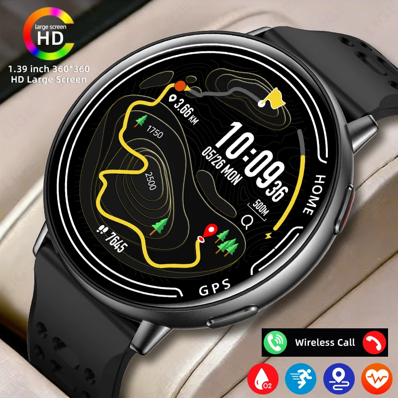 

LIGE GPS Смарт-часы Мониторинг сердечного ритма Bluetooth Вызов Спорт на открытом воздухе 1ATM Водонепроницаемый 1,39-дюймовый экран Мужчины Женщины Смарт-часы