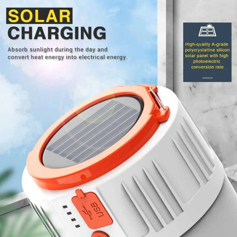 42 LED Light Solar Camping Lanterns Outdoor Portable USB Charging IP45 waterproof Rechargeable Emergency Lamp Bank Solar Hanging