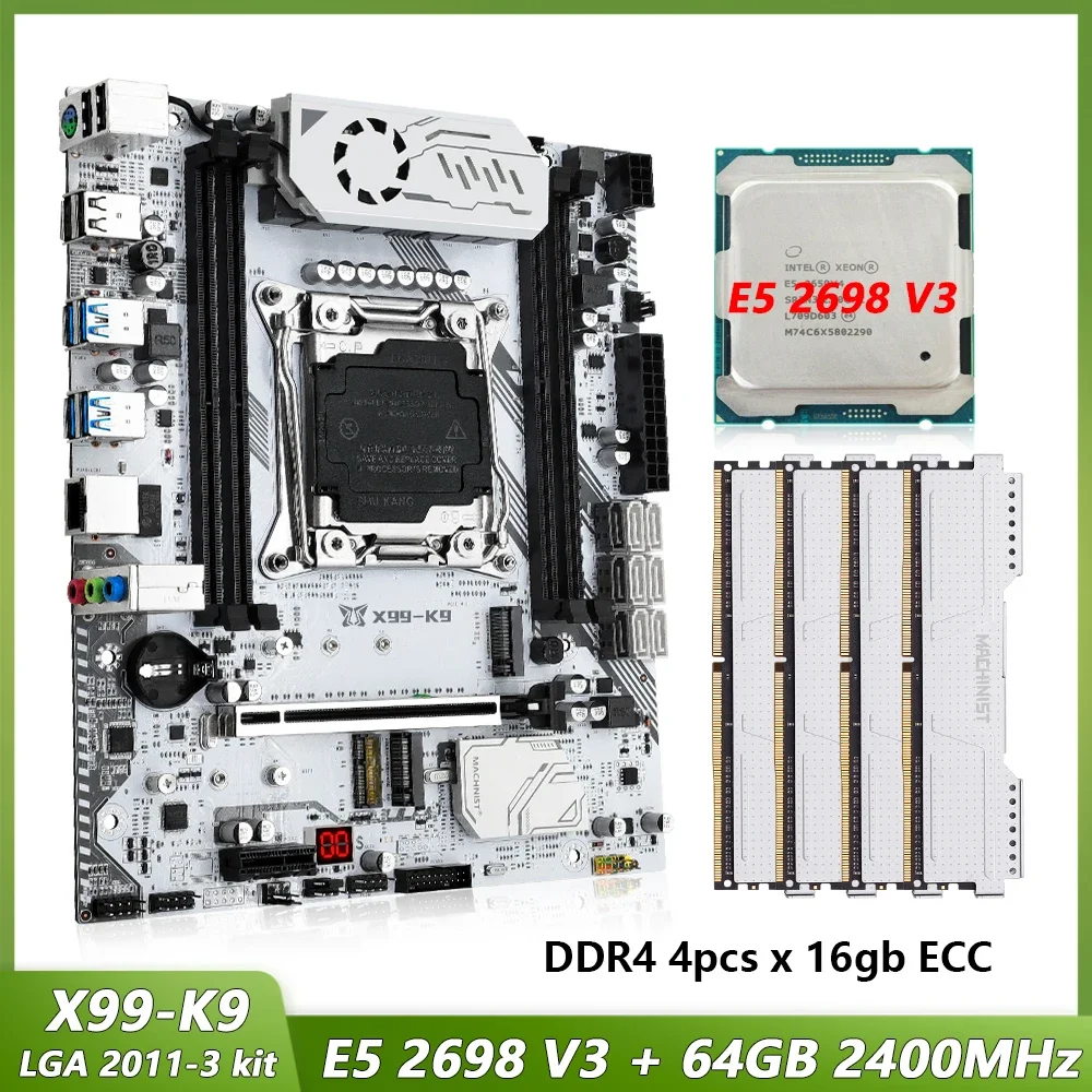 MACHINIST X99 K9 Motherboard Kit Set LGA 2011-3 With Xeon E5 2698 V3 CPU Processor 64GB(4*16G) DDR4 ECC Memory NVME M.2 USB3.0