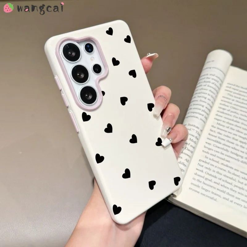 Loving Heart Phone Case For Samsung Galaxy A08 A07 M07 F07 A06 A05S M05 F05 A04E A04S M04 A03 Core A03S Pure Color Cover