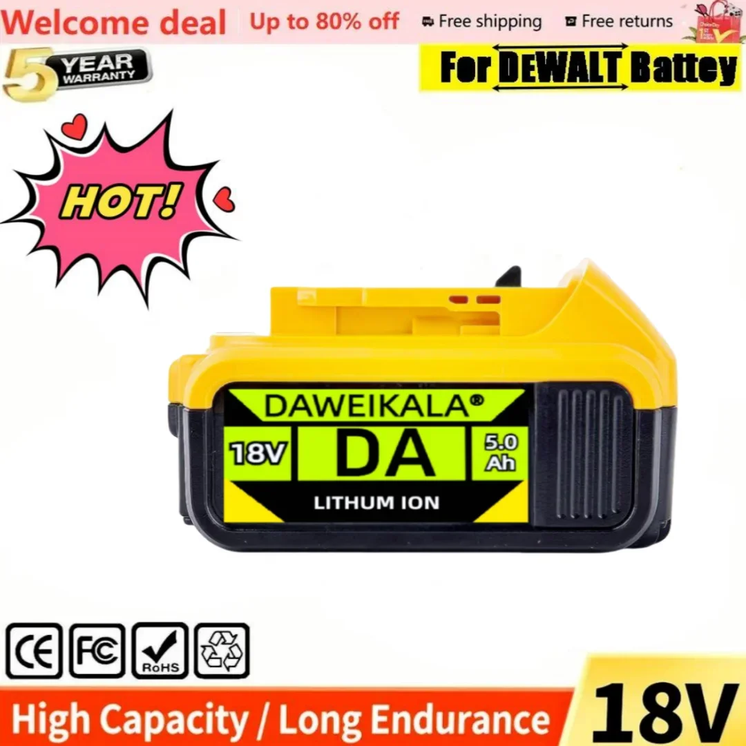 

bateria 18V 5Ah 6Ah kompatybilna z elektronarzędziami DeWalt DCF887 DCG405 DCD791 DCF922 20V Litowa bateria zamienna