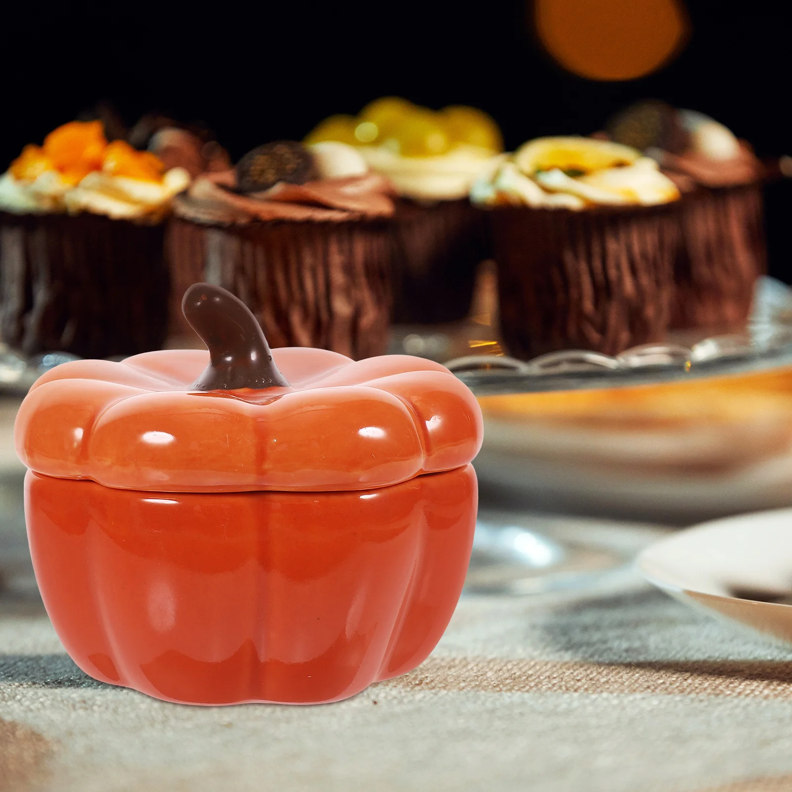 

Ceramic Candlestick Holder for Tealight Candles Halloween Party Decor Unique Pumpkin Cup Decorative Home Accessory