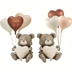 4pcs Matte Brown Embrace Love Bear Vintage Love Balloon Set Birthday Party Graduation Ceremony Welcome Baby Party Decoration