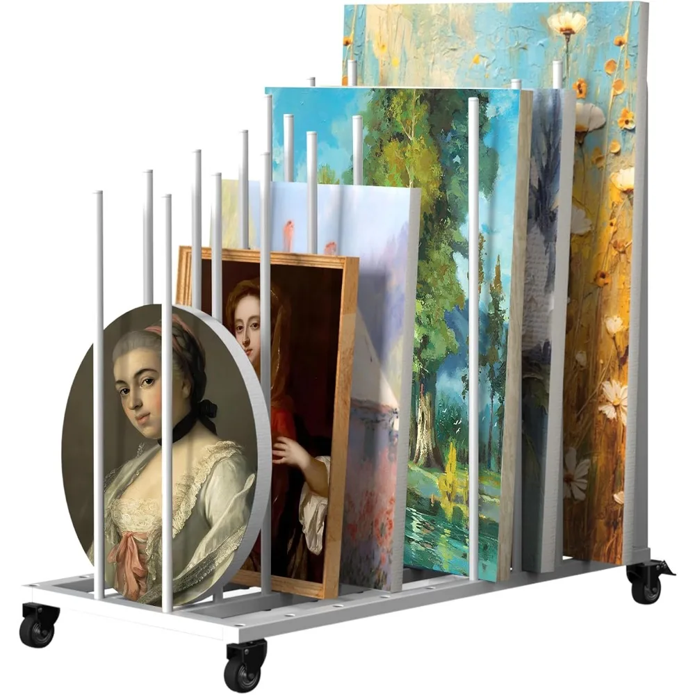 

Регулируемая металлическая стойка для хранения искусств с колесами для больших дисплеев с вертикальной рамой