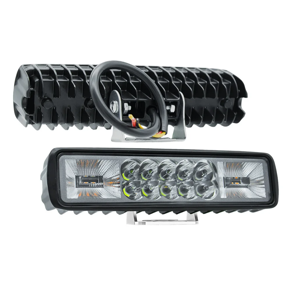 

2 шт., 14 Вт, длинная полоса для внедорожников, 16 светодиодов, рабочий свет, белый, желтый, стробоскопический сигнальный светильник, вилочный погрузчик, вспомогательная лампа для мотоцикла