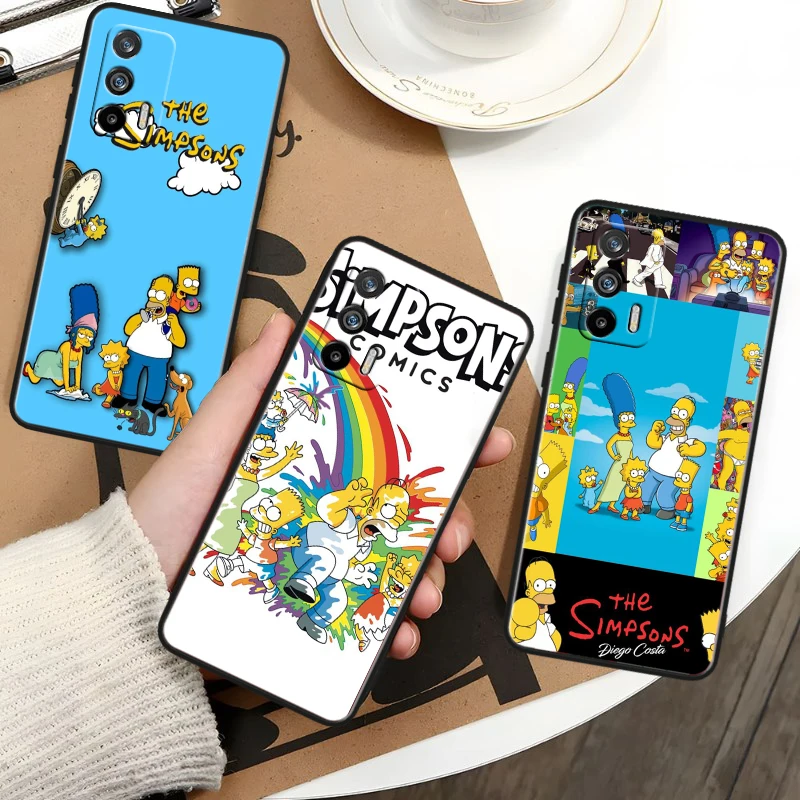 Disney The S-simpsons Black Phone Case For OPPO Realme 10 C2 3 11 20 21 31 30 33 35 55 X2 GT Pro Plus Master Shell Cover Capa