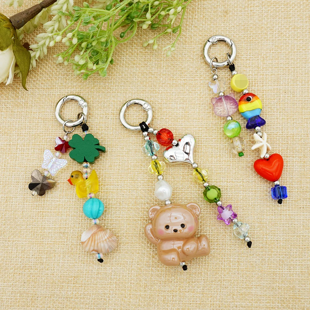 Original New Product: Bear, Duck, Cat, Heart, Four-Leaf Clover, Shell, Butterfly Phone Case Accessories, Keychain