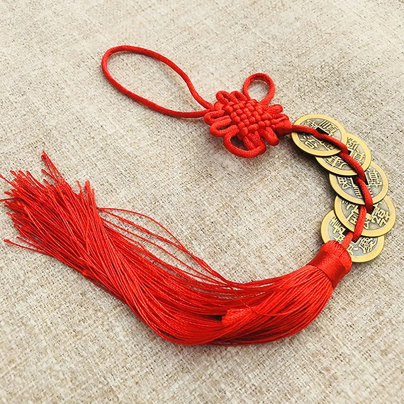 Pendentif authentique en forme de calebasse avec monnaies des Cinq Empereurs, pièce de monnaie en cuivre Zhaocai pour la protection de la maison, talisman Feng Shui porte-bonheur pour la protection des portes