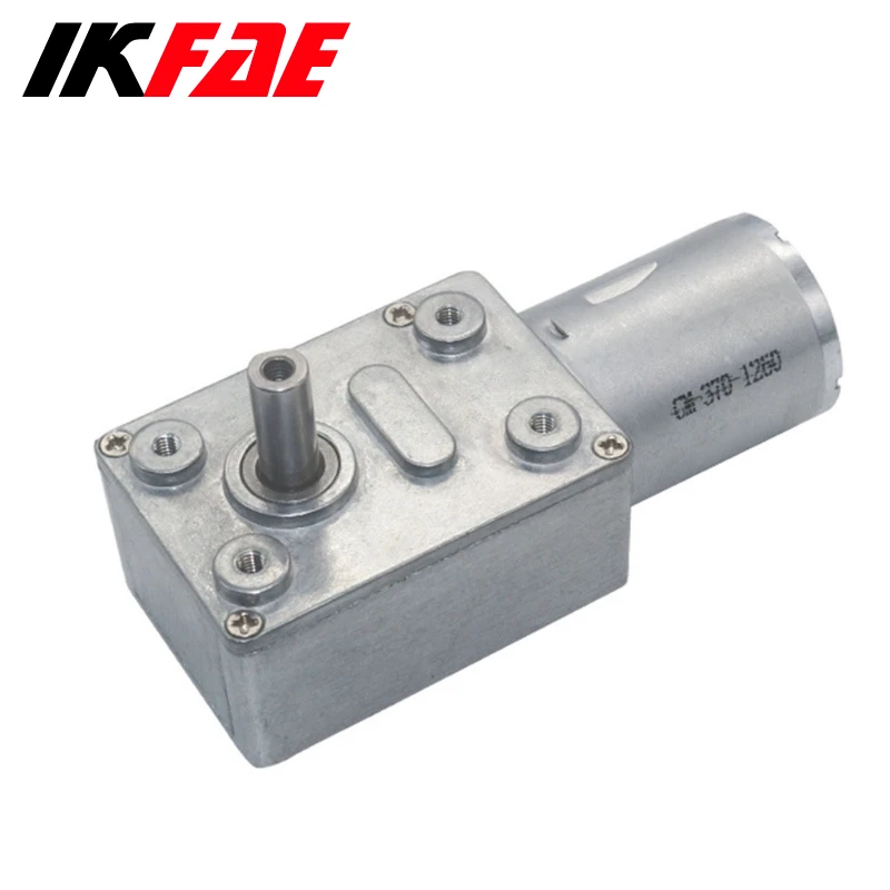 IKFAE JGY370 DC6V/12V/24V High Torque Multi-Rotor Motor Metal Worm Gear Reducer Self-Locking Low Speed Worm Gear Reducer Motor